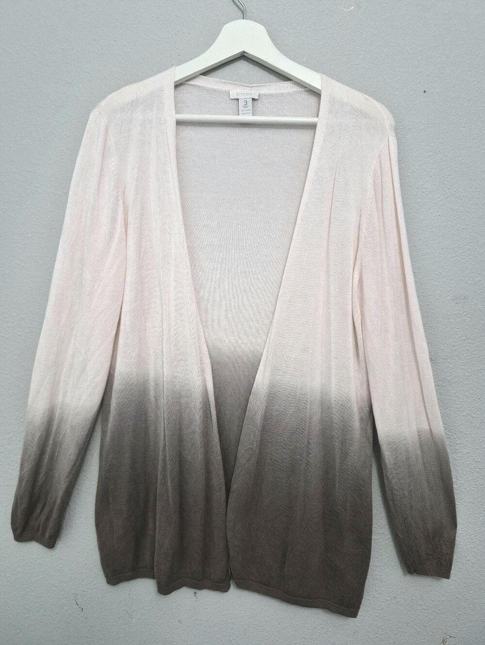 Chico's Open Front Cardigan Pink To Brown Gradient Ombre Size 3 (XL)